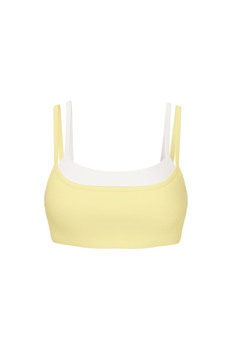 Active Double Layer Bra, Limonada Yellow/Snow White, large