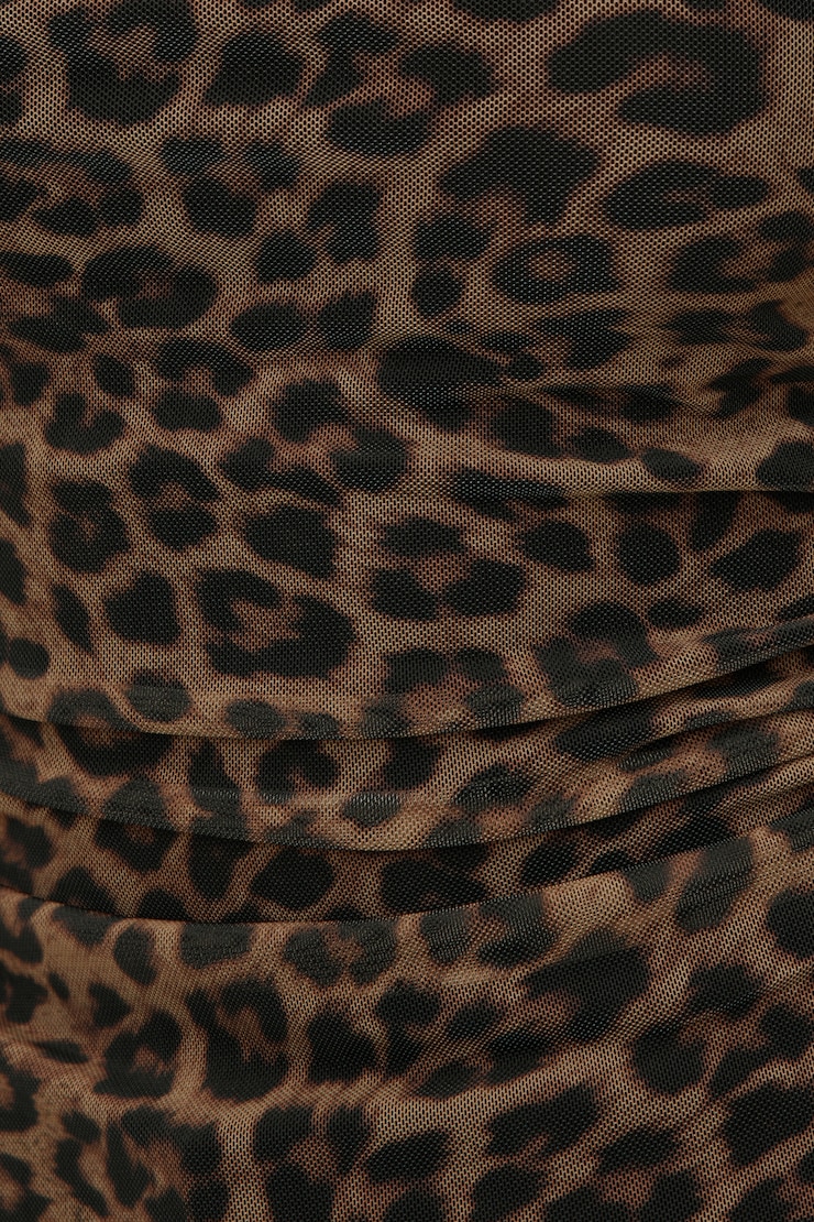 Stella Mesh Long Sleeve Top Leopard Brown large