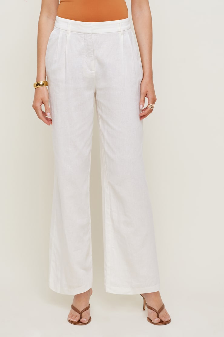 Alex Linen Wide Leg Pants Snow White large