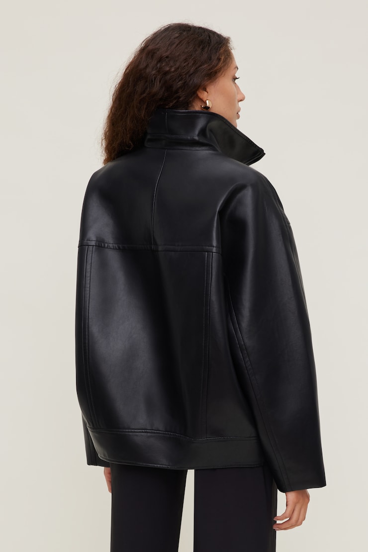 Cocoon Faux Leather Jacket Jet Black large