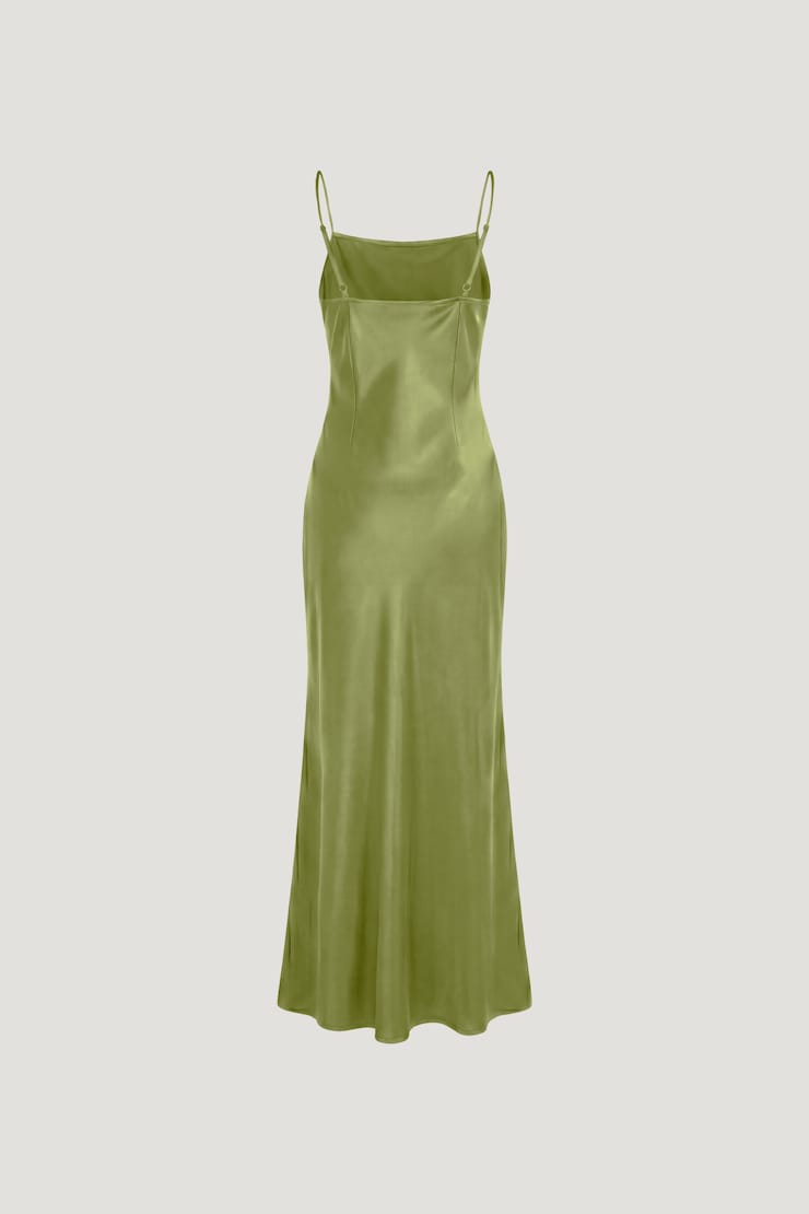 Lucia Satin Maxi Slip Dress Fern Green large