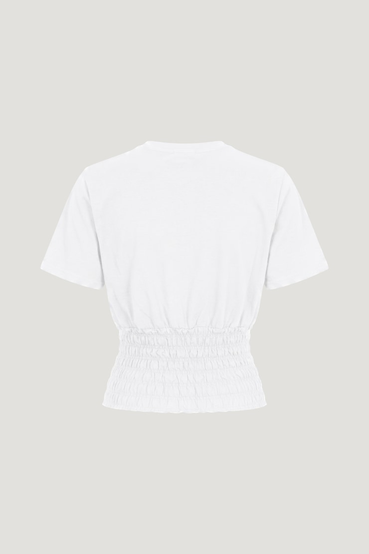 Smocked Cotton Spandex T Shirt Bright White large