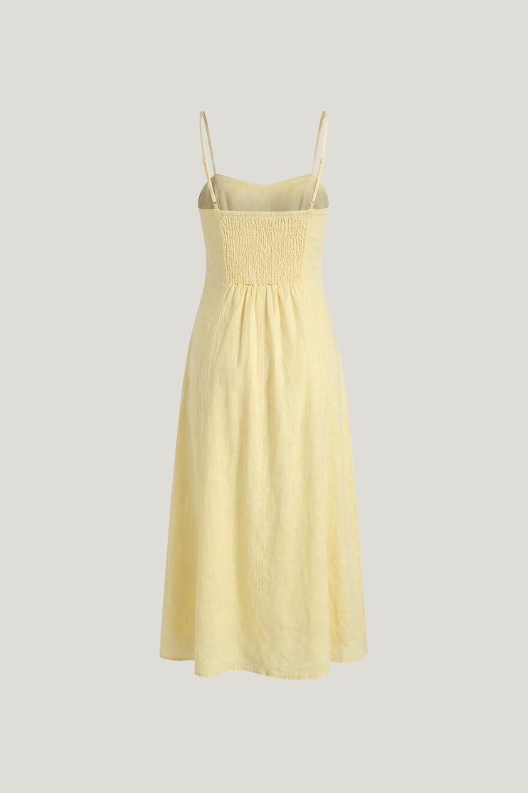 Belle Linen Midi Dress Double Cream Yellow large