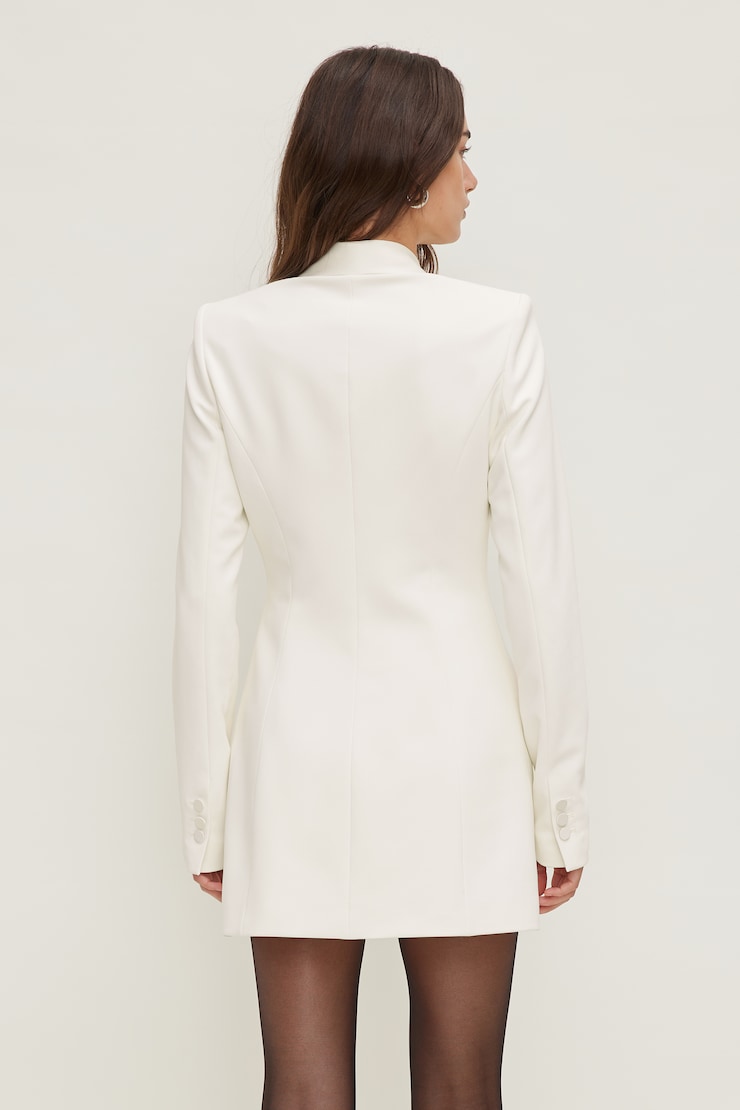 Sloane Tuxedo Blazer Romper Mini Dress Snow White large