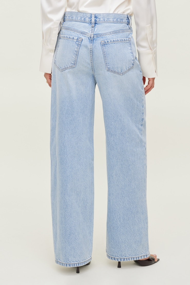 Rowan Mid Rise Baggy Wide Leg Jeans Medium Light Indigo / Amherst Blue large