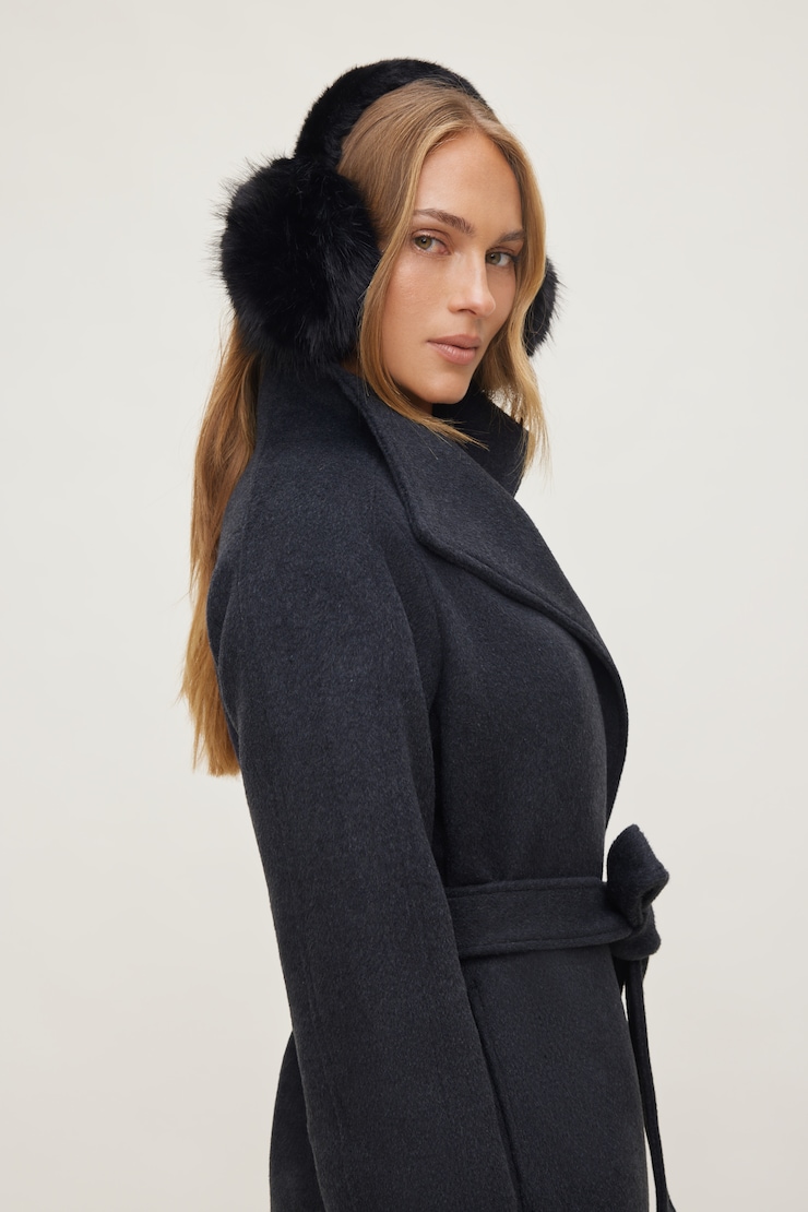 Allover Faux Fur Earmuffs Jet Black large