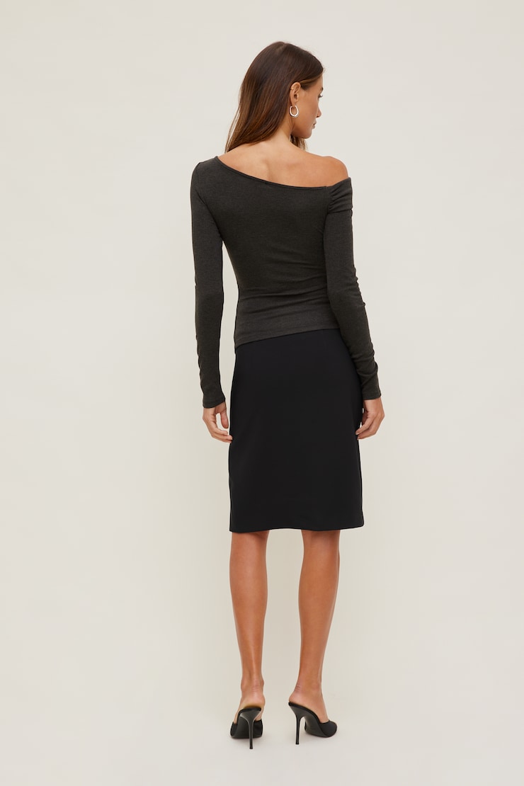 Twisted Long Sleeve Top Carbon Grey Melange large