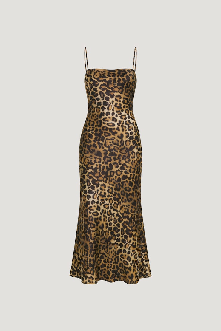 Aubrey Satin Maxi Dress Leopard Brown large