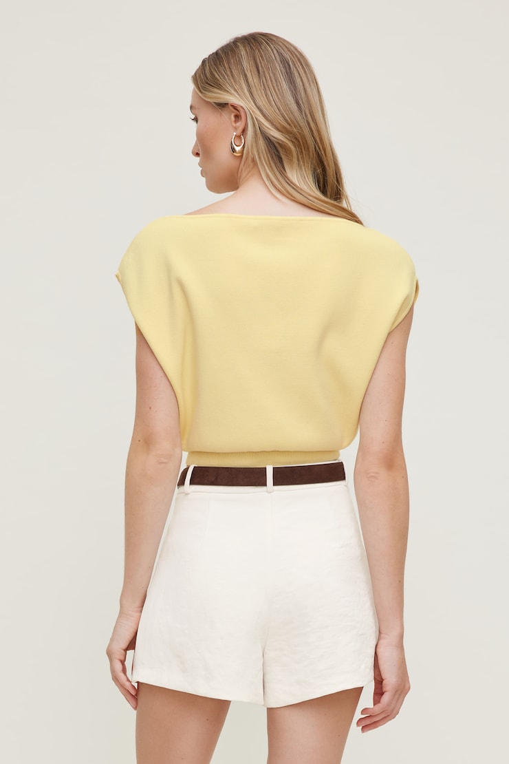 Aria Boat Neck Sweater  Pale Yellow large