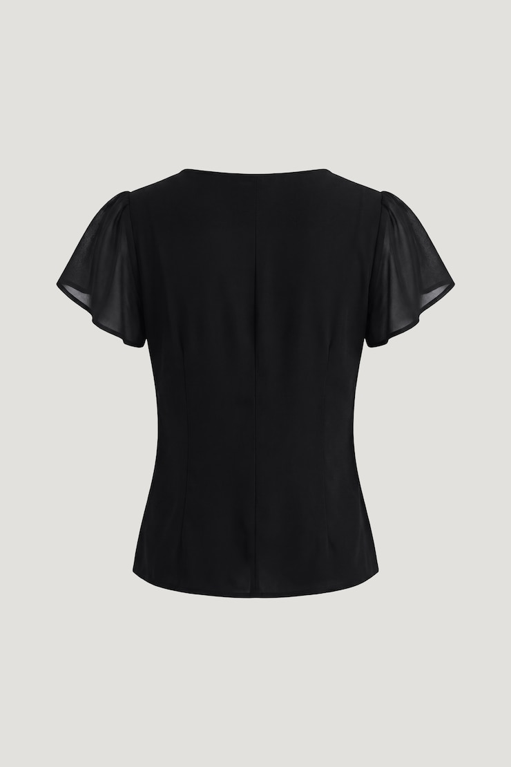 Flutter Sleeve Blouse Jet Black large