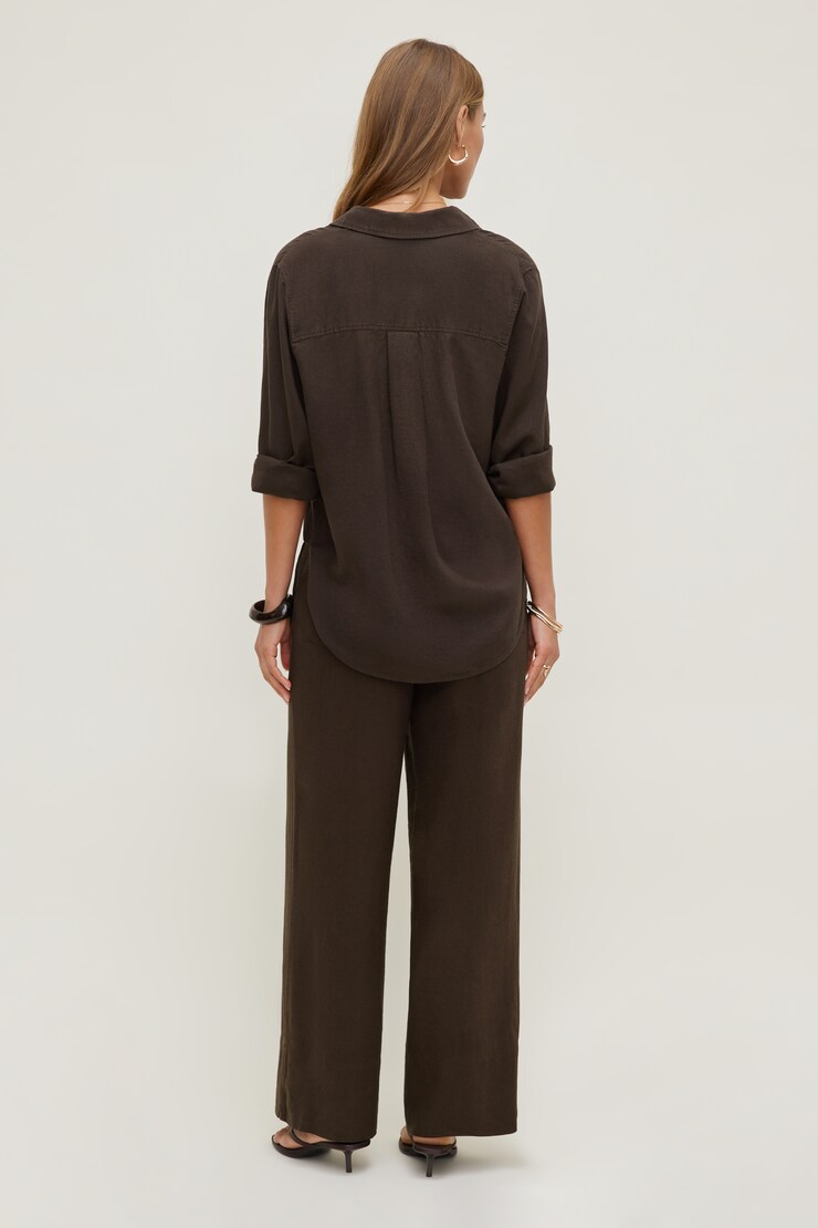 Isla Oversized Linen Shirt Java Brown large