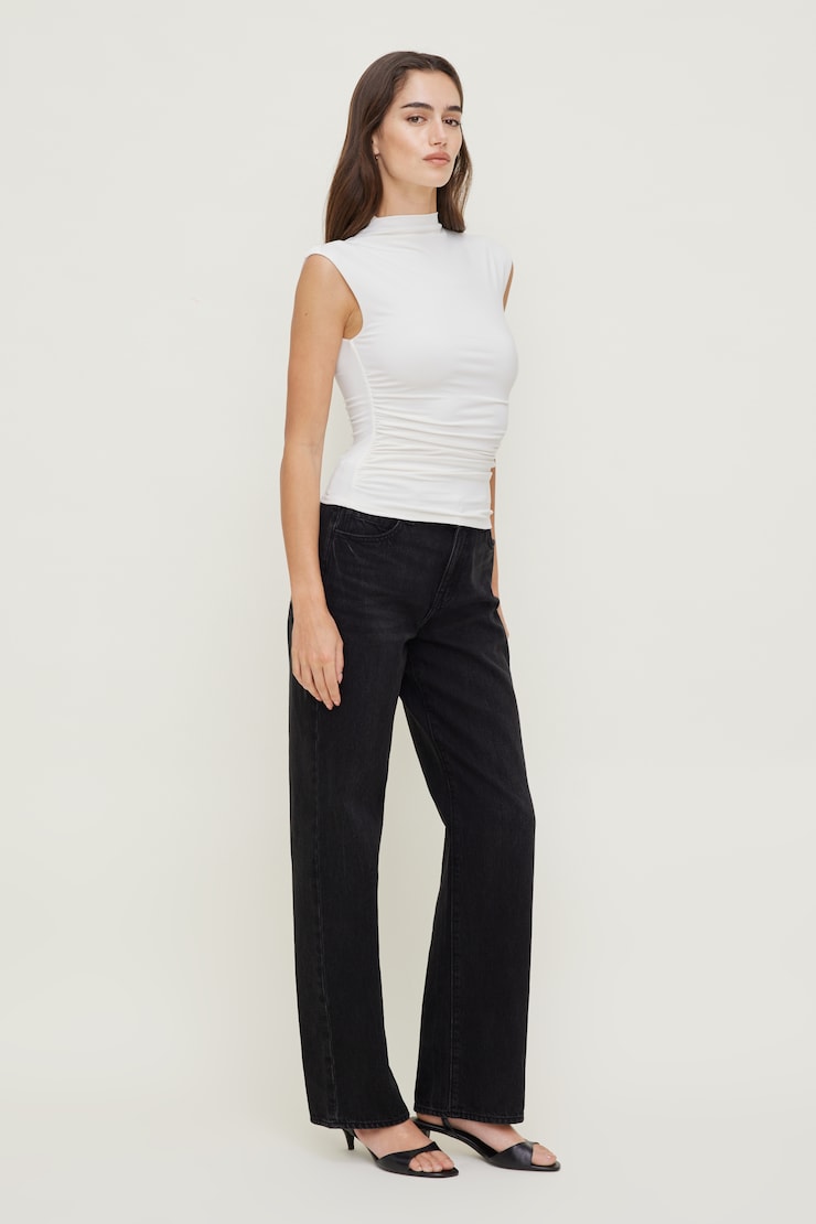 Mika Mid Rise Relaxed Straight Leg Jeans Dark Black / Gunnison large
