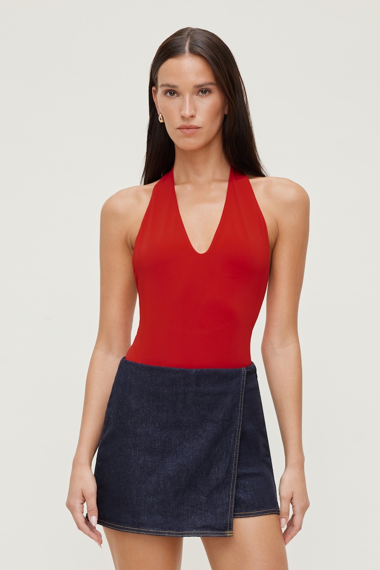 Sculpt Plunge Halter Bodysuit