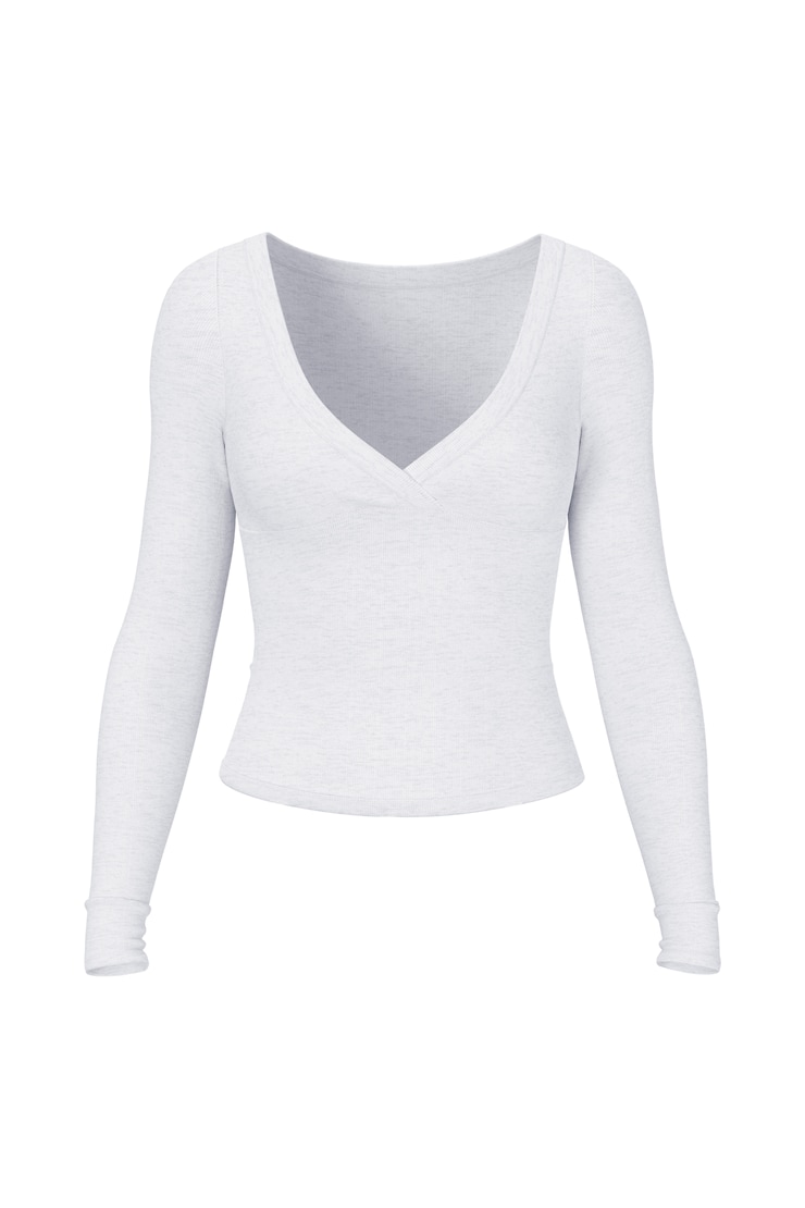SnatchRib Crossover Longsleeve Top, SPRING GRAY MIX, large