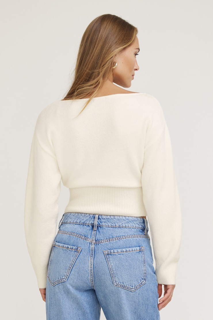 Juliet Cinched Boat Neck Sweater Sea Salt Off White large
