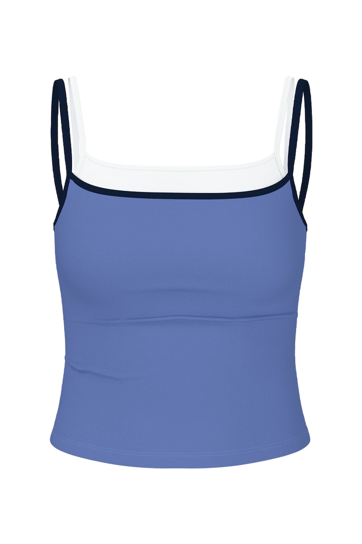 Sleek Double Layer Cami Top, Blue Blush/Bright White/Naughty Navy Blue, large