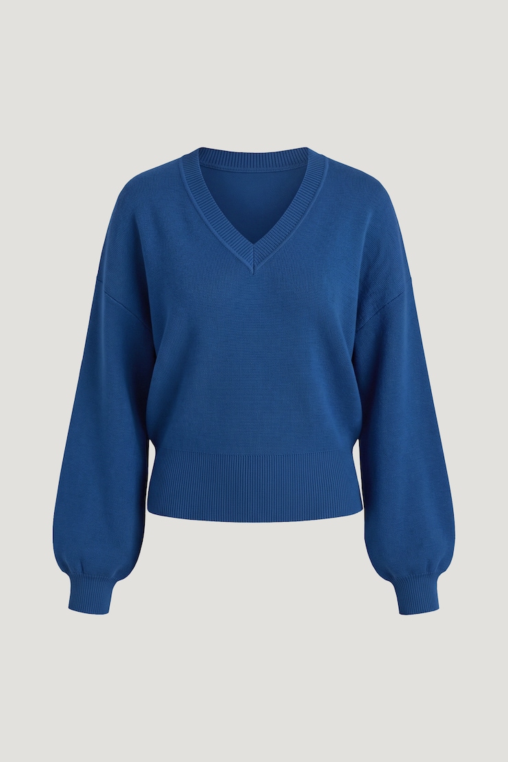 Cinched V Neck Sweater Blue Quartz large