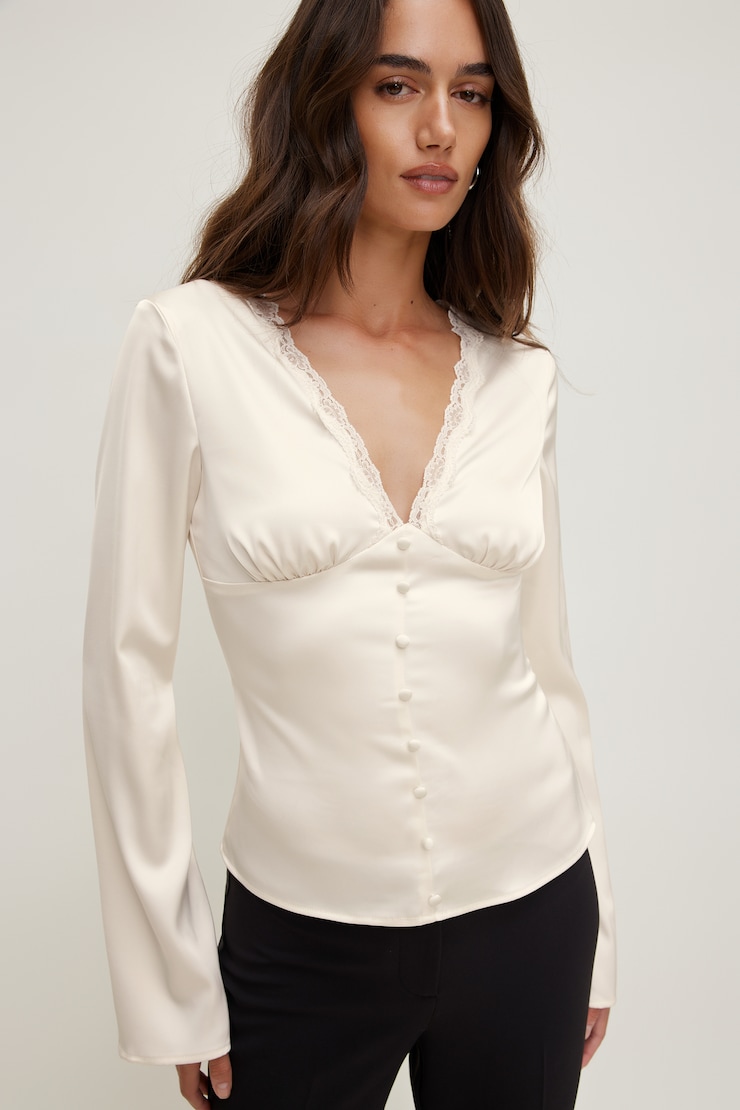 Satin Long Sleeve Blouse