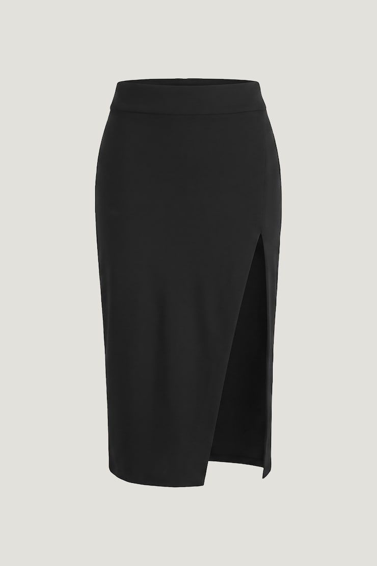 Crepe Midi Skirt Jet Black large