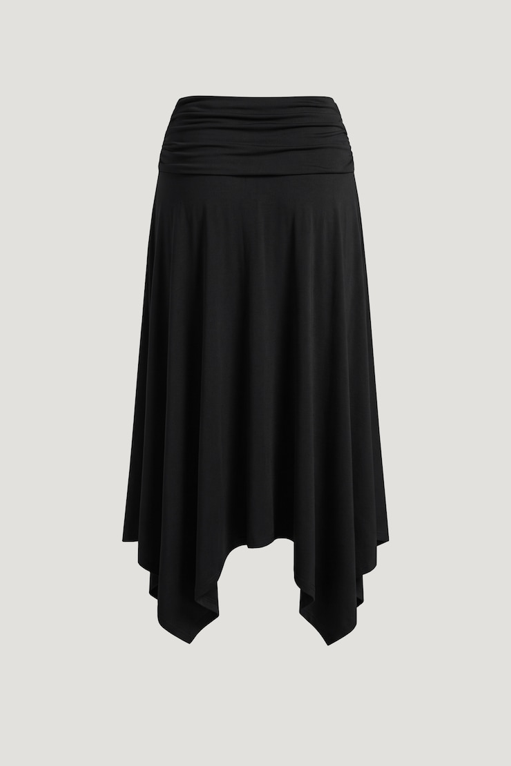 Jupe midi asymétrique sculptante Noir encre large