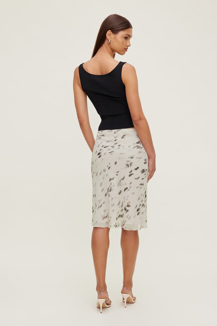 Esther Georgette Midi Skirt Beige Floral large
