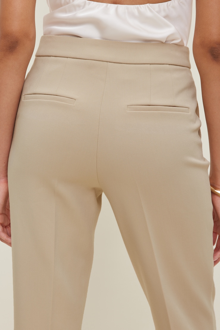 High Rise Slim Fit Pants Warm Oats Beige large
