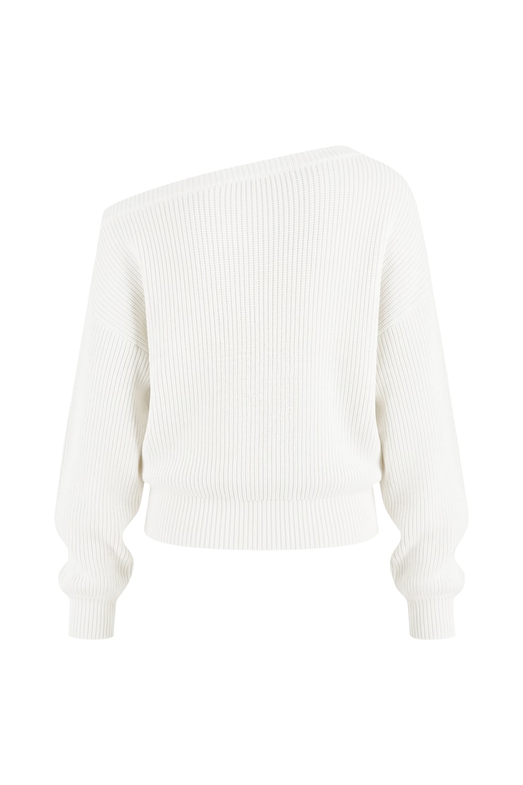 Day Off Asymmetric Sweater, Snow White, large