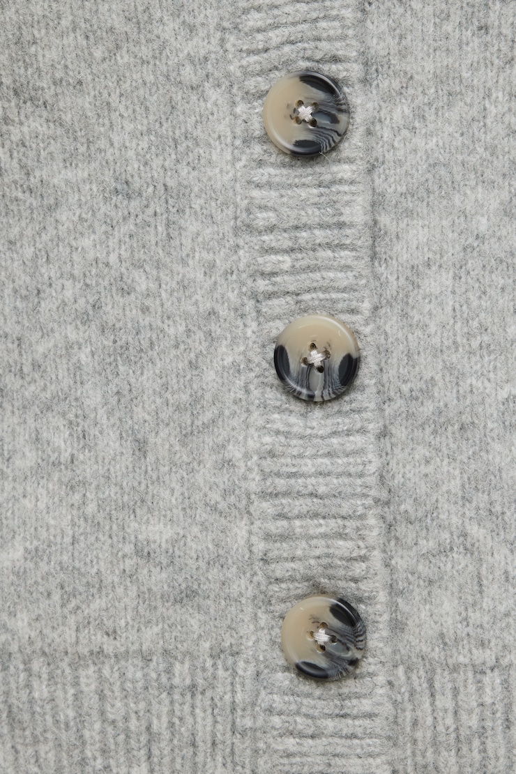 Cardigan décontracté à col en V Mélange gris d’automne large