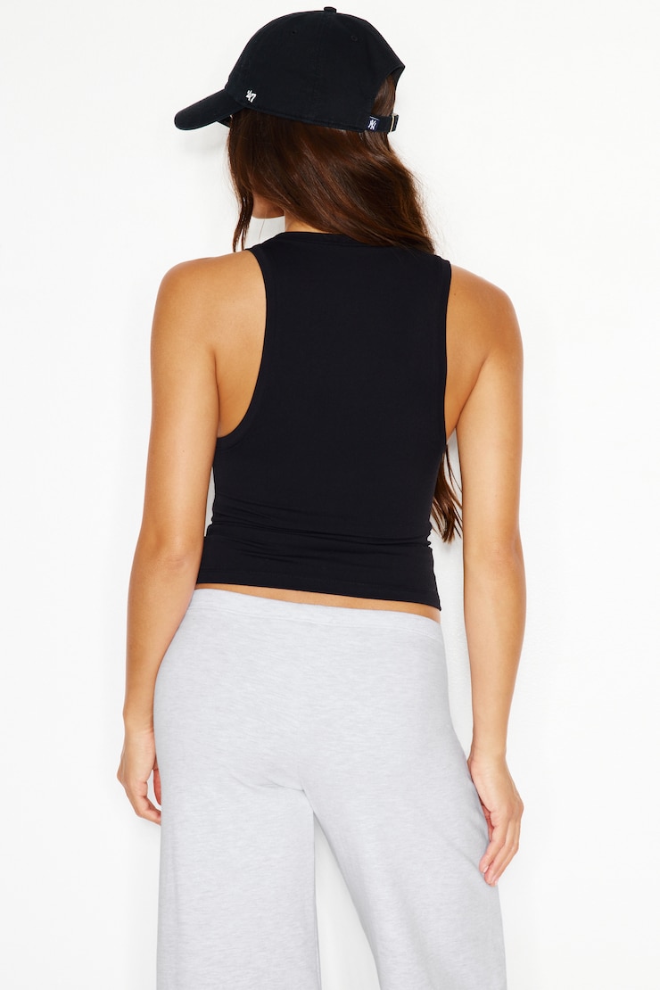 Sleek Scoop Tank Top, Jet Black, large
