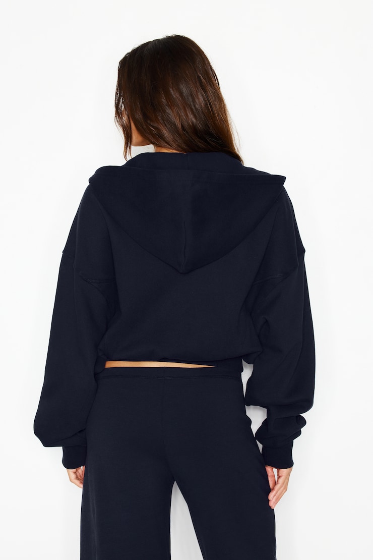 Haut à capuchon zippé style cocon UltraFleece, Marine coquine, large