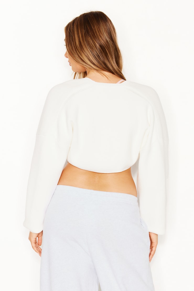 Long Sleeve Shrug Cardigan, Snow White, large