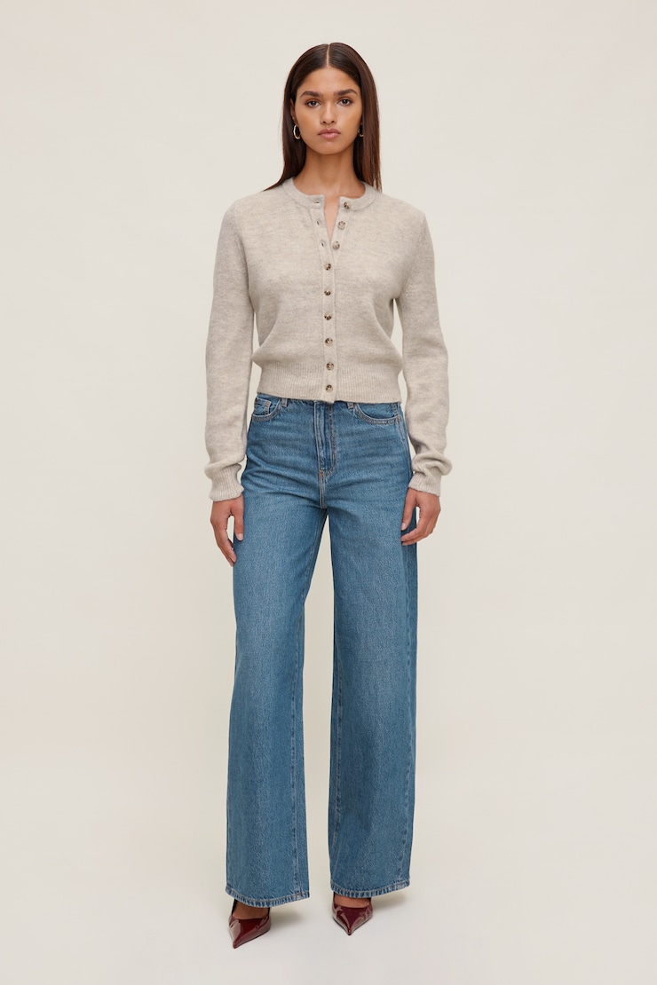 Rebecca Crewneck Cardigan Atmosphere Melange Beige large