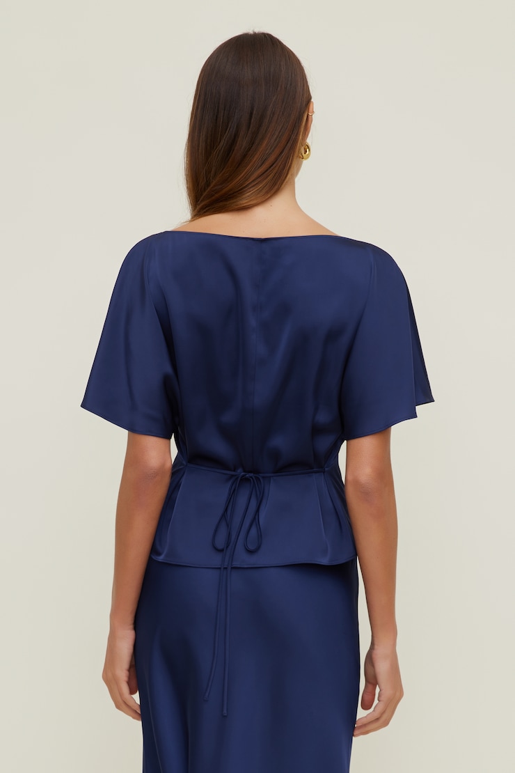 Farra Satin Blouse Ocean Cavern Navy large