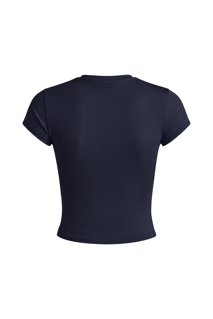 Sleek High V-Neck Short Sleeve Top, Naughty Navy Blue, large