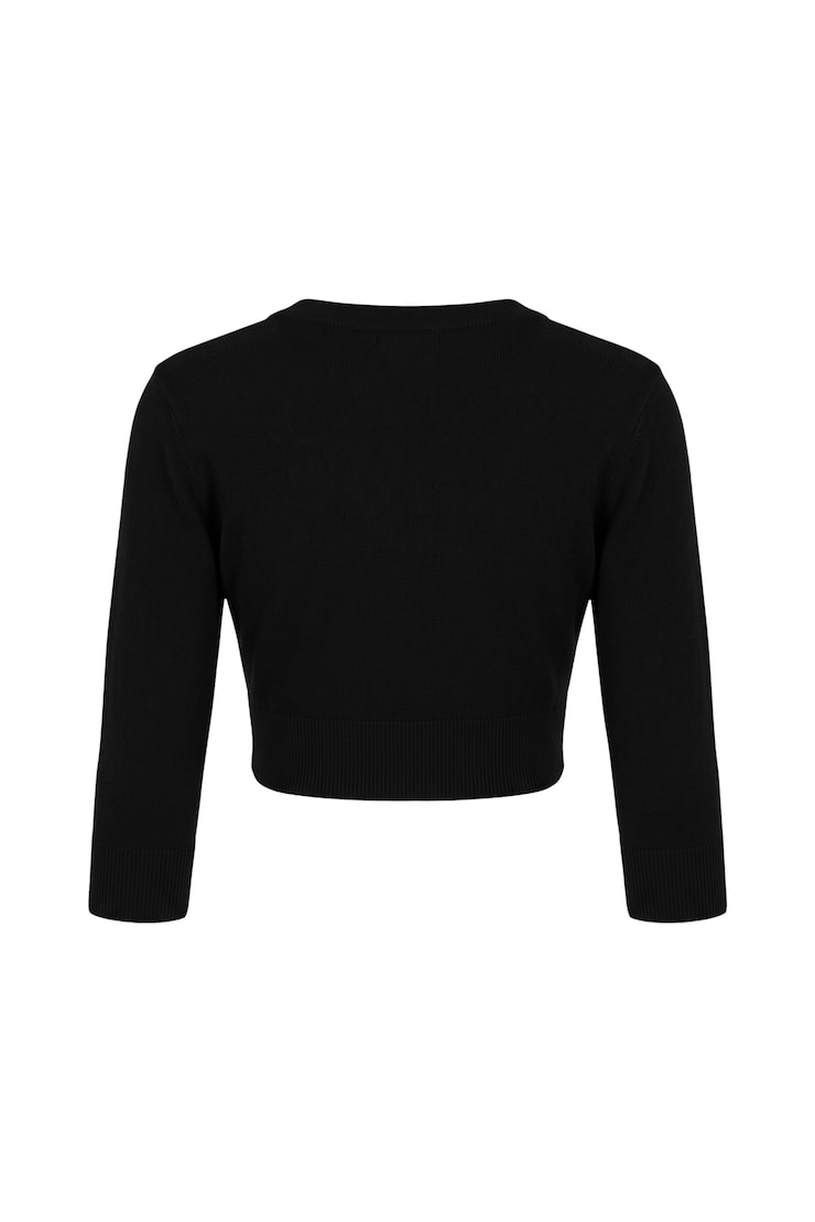 Ultra Cropped Cardigan Long Sleeve Top, Jet Black, large