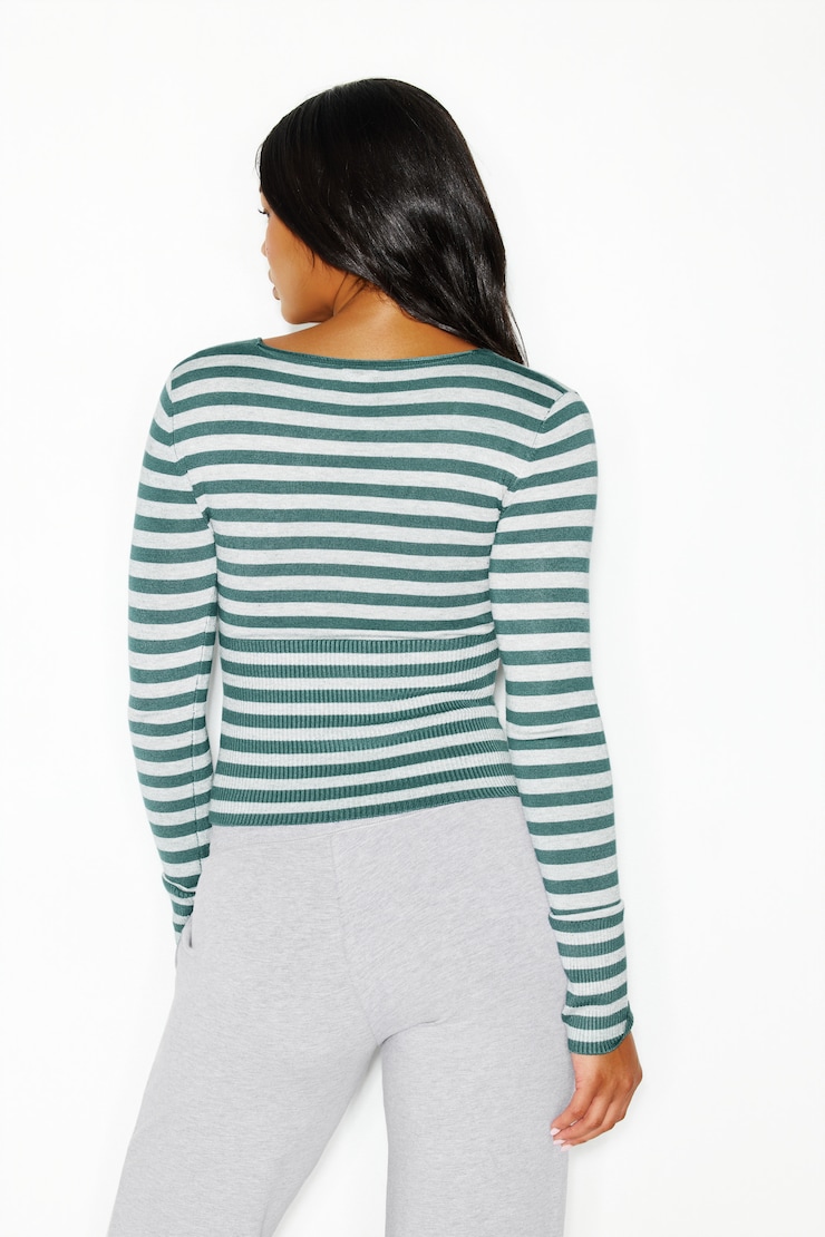 Wrap Me Sweater, Teal Temptation/Spring Grey Stripes, large