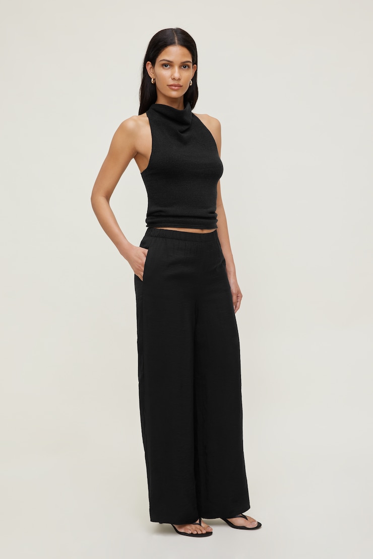 Priya Wide Leg Pants Voile Jet Black large