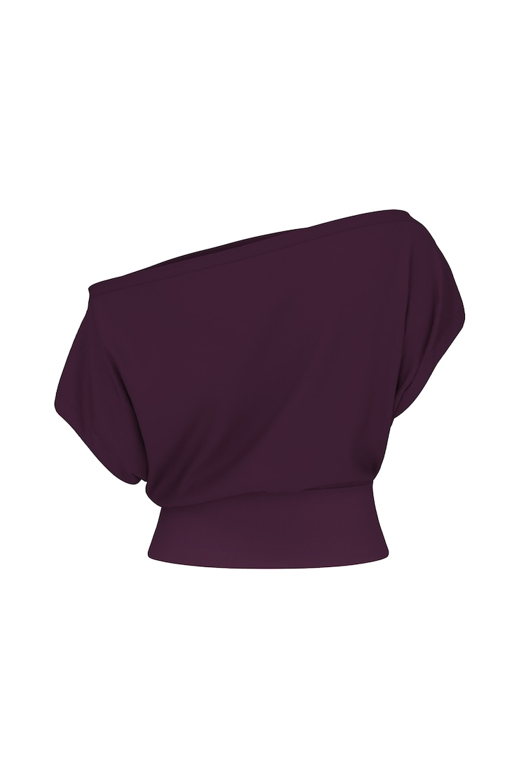 StretchTerry™ Off Shoulder Top, Wild Berry Maroon, large