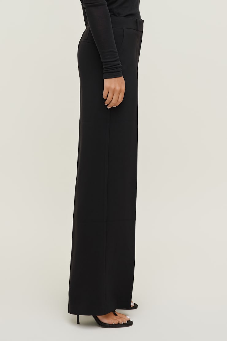 Crepe High Rise Wide Leg Pants