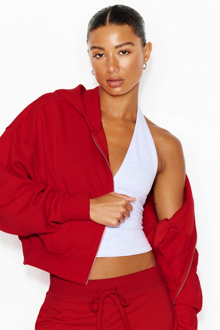 UltraFleece Cotton Zip Hoodie, Scarlet Flame Red, large