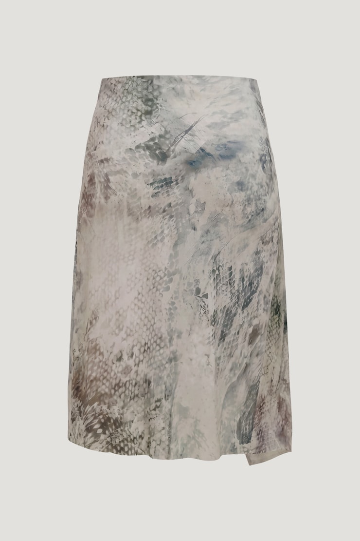 Asymmetric Draped Midi Skirt Blue Snakeskin large