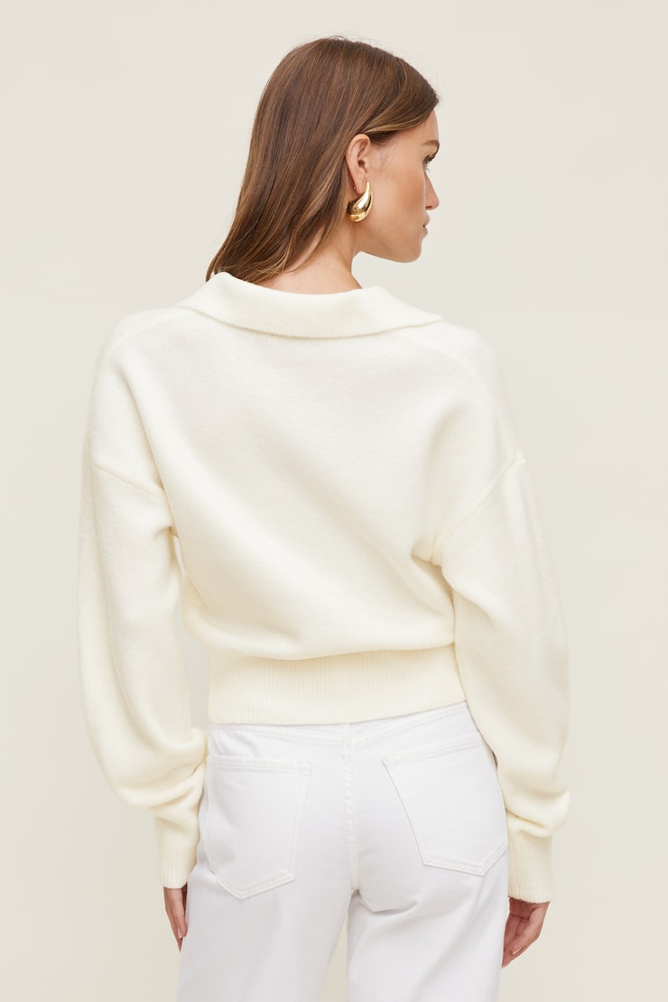 Audrey Cinched Polo Sweater Snow White large