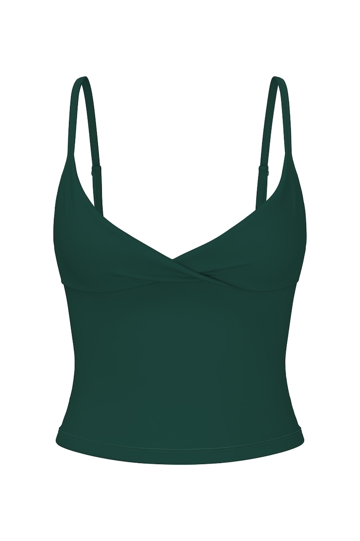 Sleek Crossover Cami Top, Green Envy, large