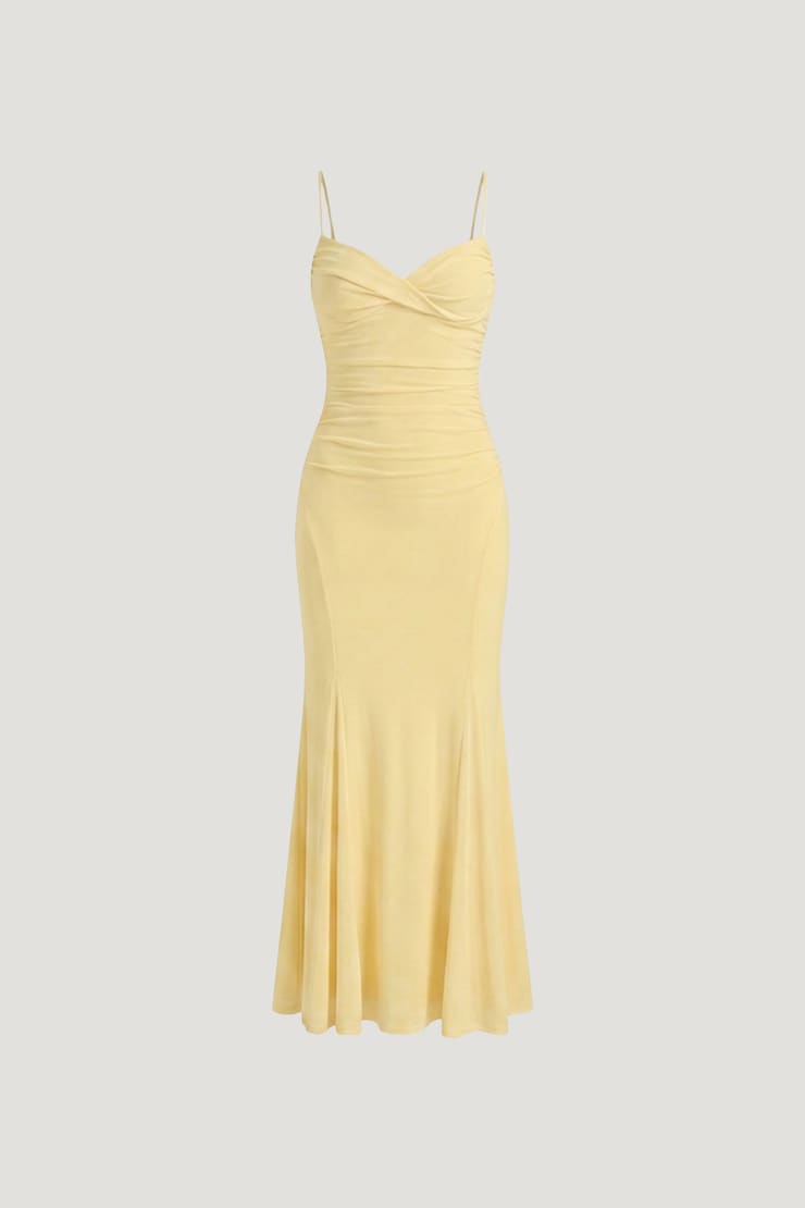 Delphi Mesh Maxi Dress Pale Yellow large