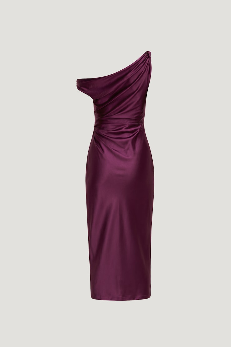Jayde Stretch Satin Midi Dress Plum Caspia Purple large