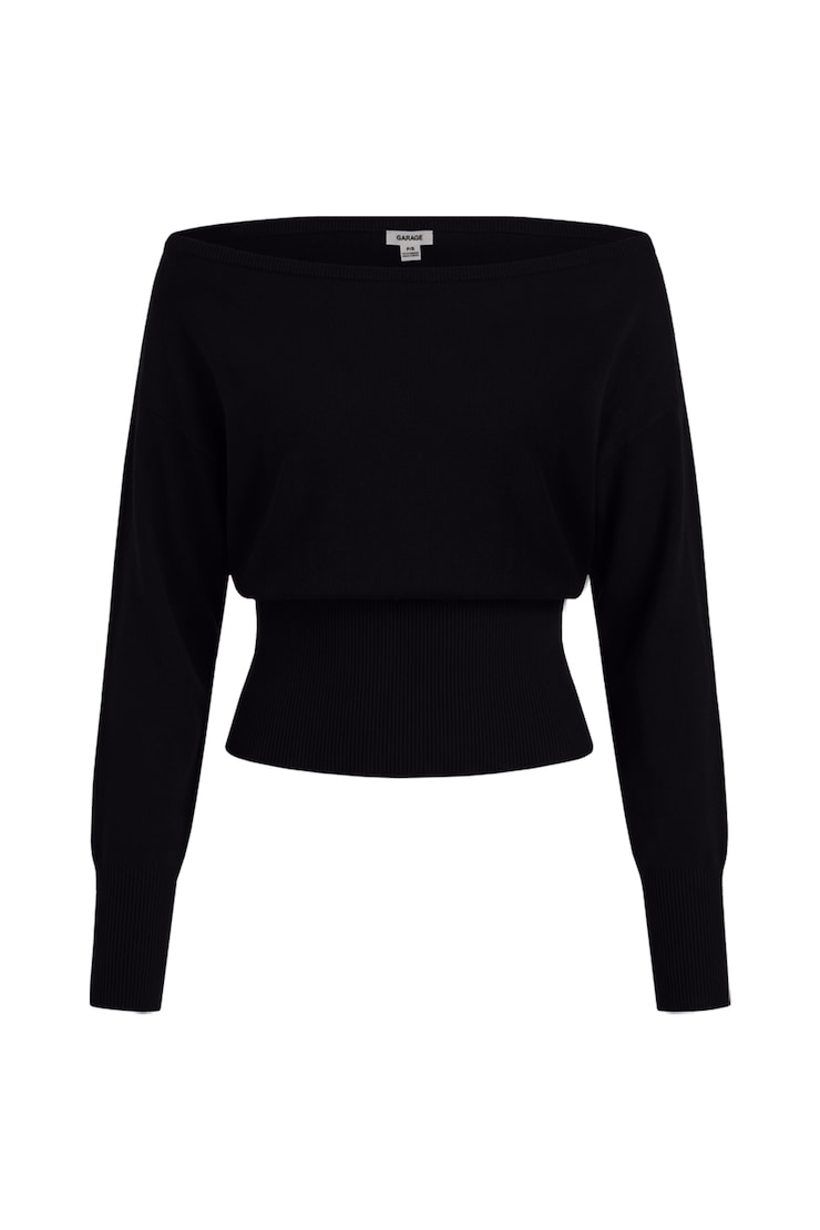 Off Shoulder Reset Long Sleeve Top, Jet Black, large