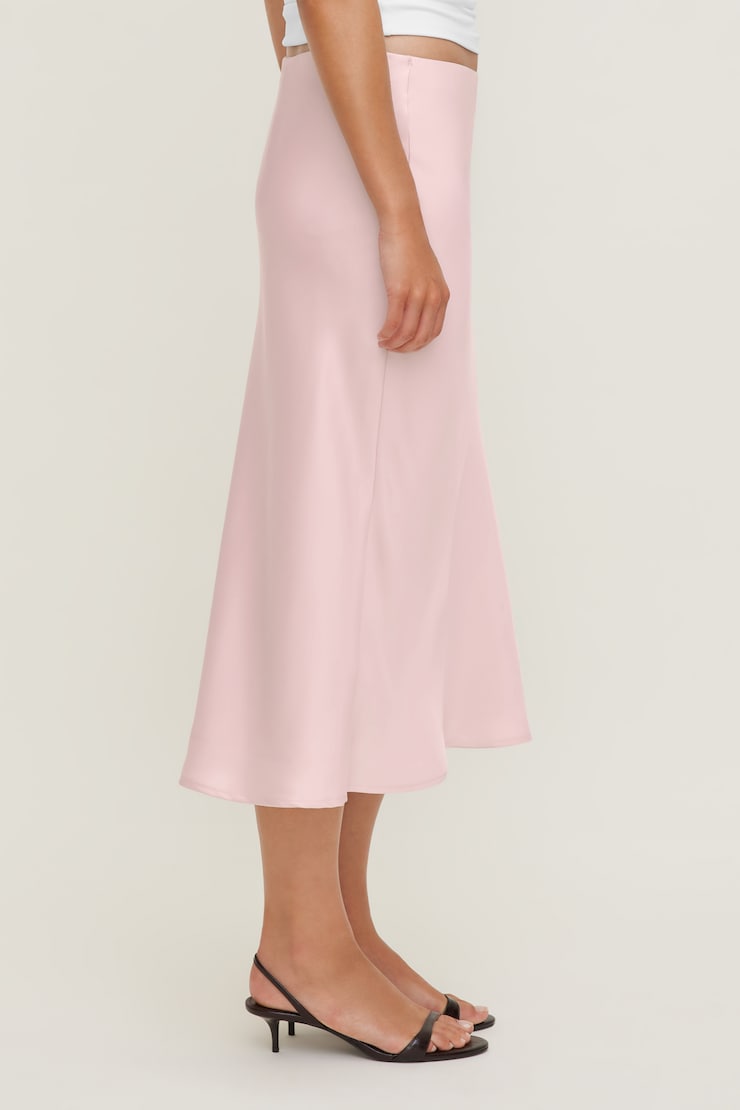 Delila Satin Midi Skirt Pale Lilac Pink large