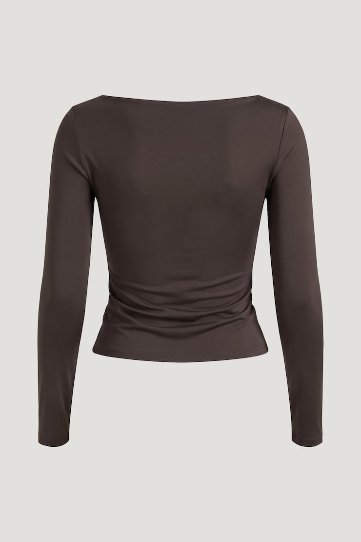 Nola Sculpt Long Sleeve Top Java Brown large