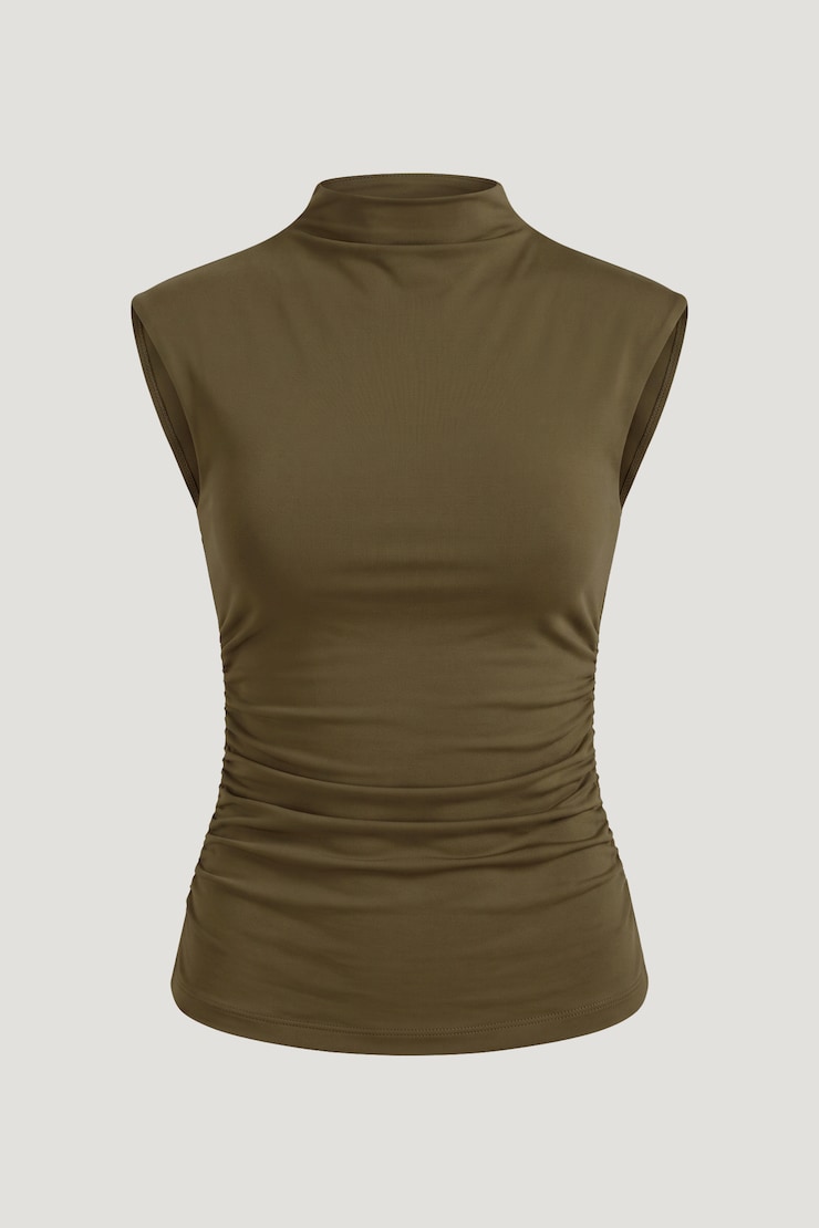 Bria Sculpt Top Dark Olive Khaki large