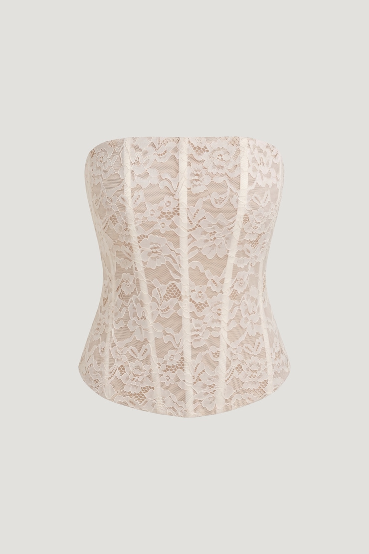 Lace Corset Top Sea Salt Cream large